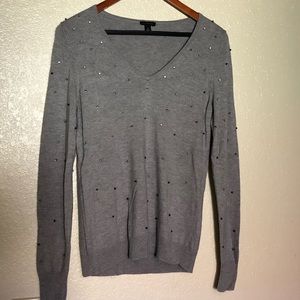 Ann Taylor sweater grey embellished